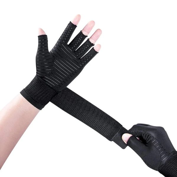 Fingerless compression gloves